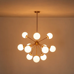 LightFixturesUSA - Modern Opal Glass Globe 12 - light Sphere Sputnik Chandelier - Chandelier - Black - 