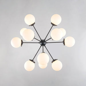 LightFixturesUSA - Modern Opal Glass Globe 12 - light Sphere Sputnik Chandelier - Chandelier - Black - 
