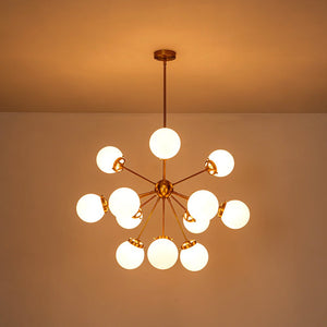 LightFixturesUSA - Modern Opal Glass Globe 12 - light Sphere Sputnik Chandelier - Chandelier - Black - 
