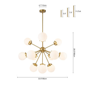LightFixturesUSA - Modern Opal Glass Globe 12 - light Sphere Sputnik Chandelier - Chandelier - Black - 