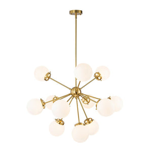 LightFixturesUSA - Modern Opal Glass Globe 12 - light Sphere Sputnik Chandelier - Chandelier - Black - 
