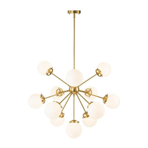 LightFixturesUSA - Modern Opal Glass Globe 12 - light Sphere Sputnik Chandelier - Chandelier - Black - 
