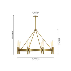 LightFixturesUSA-Modern Oversized 8-Light Brass Metal Wagon Wheel Chandelier-Chandelier-45.3-