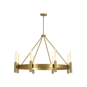 LightFixturesUSA-Modern Oversized 8-Light Brass Metal Wagon Wheel Chandelier-Chandelier-45.3-