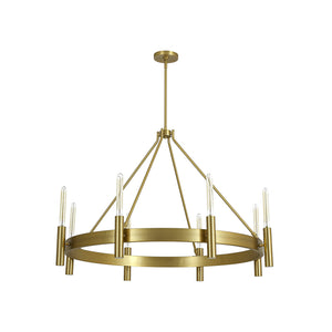 LightFixturesUSA-Modern Oversized 8-Light Brass Metal Wagon Wheel Chandelier-Chandelier-45.3-