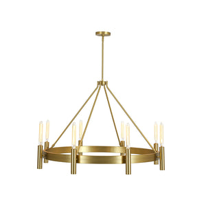 LightFixturesUSA-Modern Oversized 8-Light Brass Metal Wagon Wheel Chandelier-Chandelier-45.3-