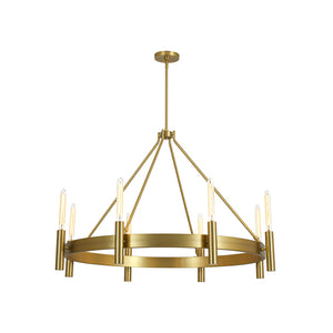 LightFixturesUSA-Modern Oversized 8-Light Brass Metal Wagon Wheel Chandelier-Chandelier-45.3-