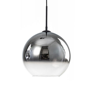 LightFixturesUSA-Modern Polished Gradual Smoked Glass Globe 2-Light Pendant-Pendant Light-Smoked Glass-