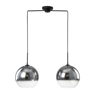 LightFixturesUSA-Modern Polished Gradual Smoked Glass Globe 2-Light Pendant-Pendant Light-Smoked Glass-