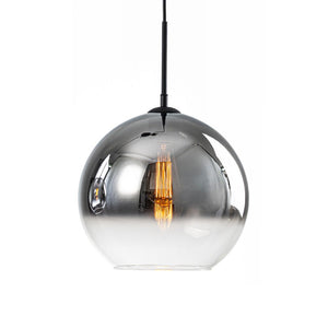LightFixturesUSA-Modern Polished Gradual Smoked Glass Globe 2-Light Pendant-Pendant Light-Smoked Glass-