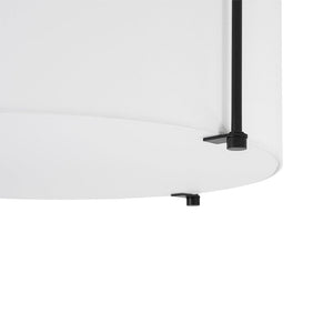 LightFixturesUSA - Modern Round White Fabric Drum Cage Semi Flush Mount - Ceiling Light - Black (Pre - Order) - 