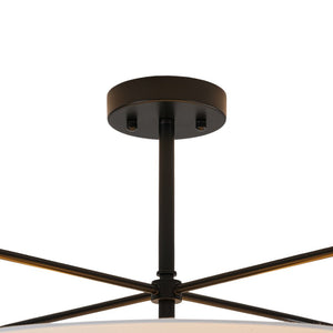 LightFixturesUSA - Modern Round White Fabric Drum Cage Semi Flush Mount - Ceiling Light - Black (Pre - Order) - 