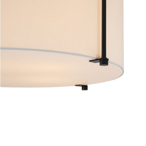 LightFixturesUSA - Modern Round White Fabric Drum Cage Semi Flush Mount - Ceiling Light - Black (Pre - Order) - 