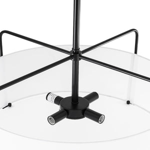 LightFixturesUSA - Modern Round White Fabric Drum Cage Semi Flush Mount - Ceiling Light - Black (Pre - Order) - 