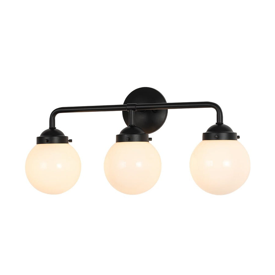 LightFixturesUSA - Modern Shine Opal Glass Globe Bathroom Vanity Wall Light - Wall Sconce - 3 - Lt - 