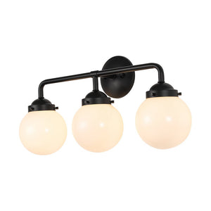 LightFixturesUSA - Modern Shine Opal Glass Globe Bathroom Vanity Wall Light - Wall Sconce - 3 - Lt - 