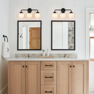 LightFixturesUSA - Modern Shine Opal Glass Globe Bathroom Vanity Wall Light - Wall Sconce - 3 - Lt - 