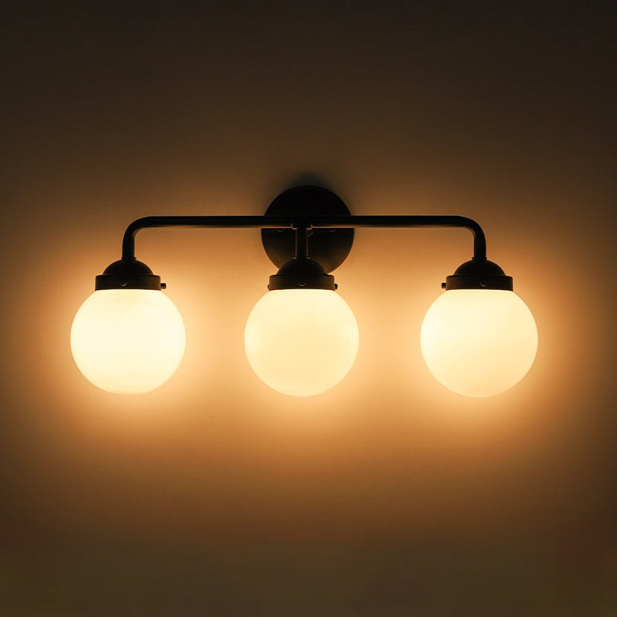 LightFixturesUSA - Modern Shine Opal Glass Globe Bathroom Vanity Wall Light - Wall Sconce - 3 - Lt - 
