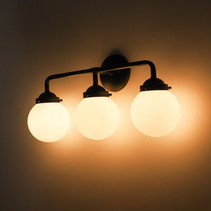 LightFixturesUSA - Modern Shine Opal Glass Globe Bathroom Vanity Wall Light - Wall Sconce - 3 - Lt - 