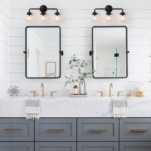 LightFixturesUSA - Modern Shine Opal Glass Globe Bathroom Vanity Wall Light - Wall Sconce - Clear Glass - 