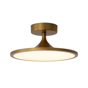 LightFixturesUSA - Modern Simple Brass Round Dimmable LED Semi Flush Mount - Ceiling Light - Brass - 