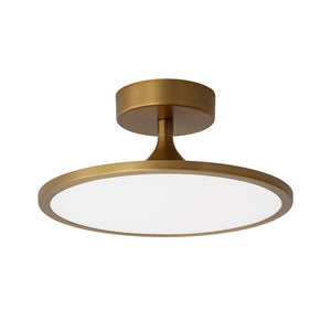 LightFixturesUSA - Modern Simple Brass Round Dimmable LED Semi Flush Mount - Ceiling Light - Brass - 