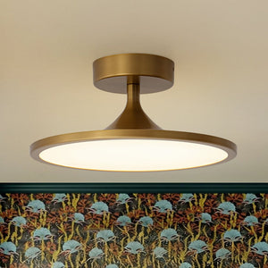 LightFixturesUSA - Modern Simple Brass Round Dimmable LED Semi Flush Mount - Ceiling Light - Brass - 