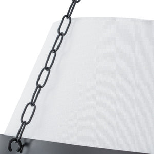 LightFixturesUSA-Modern White Fabric Conical Drum Cage Pendant Light-Ceiling Light-Black-
