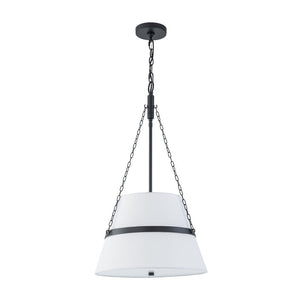 LightFixturesUSA-Modern White Fabric Conical Drum Cage Pendant Light-Ceiling Light-Black-
