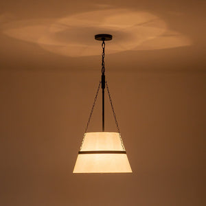 LightFixturesUSA-Modern White Fabric Conical Drum Cage Pendant Light-Ceiling Light-Black-