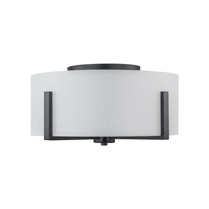LightFixturesUSA - Modern Wide Drum Fabric Cage Flush Mount Light - Ceiling Light - Black - 