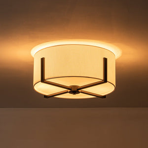 LightFixturesUSA - Modern Wide Drum Fabric Cage Flush Mount Light - Ceiling Light - Black - 