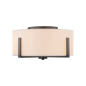 LightFixturesUSA - Modern Wide Drum Fabric Cage Flush Mount Light - Ceiling Light - Black - 