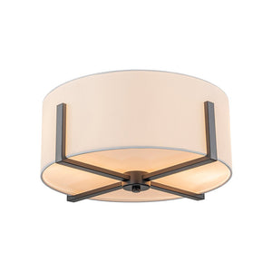 LightFixturesUSA - Modern Wide Drum Fabric Cage Flush Mount Light - Ceiling Light - Black - 