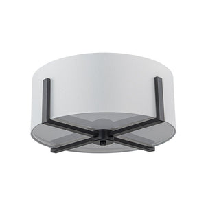 LightFixturesUSA - Modern Wide Drum Fabric Cage Flush Mount Light - Ceiling Light - Black - 