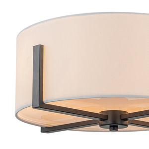 LightFixturesUSA - Modern Wide Drum Fabric Cage Flush Mount Light - Ceiling Light - Black - 