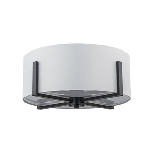 LightFixturesUSA - Modern Wide Drum Fabric Cage Flush Mount Light - Ceiling Light - Black - 
