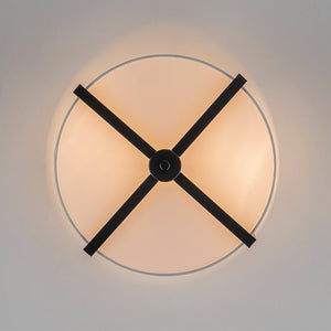 LightFixturesUSA - Modern Wide Drum Fabric Cage Flush Mount Light - Ceiling Light - Black - 