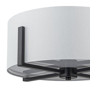 LightFixturesUSA - Modern Wide Drum Fabric Cage Flush Mount Light - Ceiling Light - Black - 