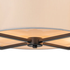 LightFixturesUSA - Modern Wide Drum Fabric Cage Flush Mount Light - Ceiling Light - Black - 