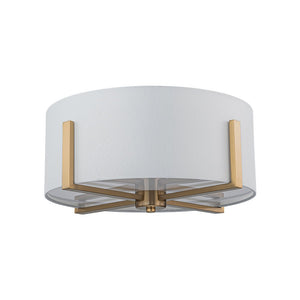LightFixturesUSA - Modern Wide Drum Fabric Cage Flush Mount Light - Ceiling Light - Brass - 