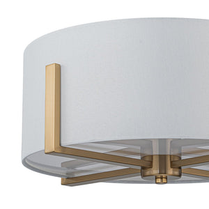 LightFixturesUSA - Modern Wide Drum Fabric Cage Flush Mount Light - Ceiling Light - Brass - 