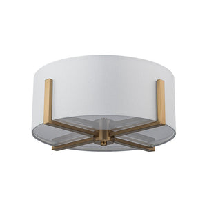LightFixturesUSA - Modern Wide Drum Fabric Cage Flush Mount Light - Ceiling Light - Brass - 