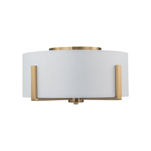 LightFixturesUSA - Modern Wide Drum Fabric Cage Flush Mount Light - Ceiling Light - Brass - 