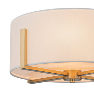 LightFixturesUSA - Modern Wide Drum Fabric Cage Flush Mount Light - Ceiling Light - Brass - 