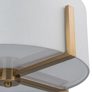 LightFixturesUSA - Modern Wide Drum Fabric Cage Flush Mount Light - Ceiling Light - Brass - 