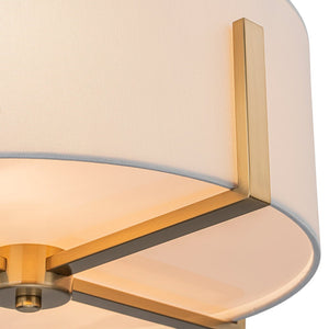 LightFixturesUSA - Modern Wide Drum Fabric Cage Flush Mount Light - Ceiling Light - Brass - 