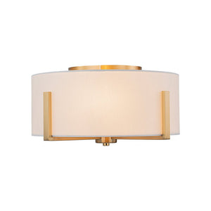 LightFixturesUSA - Modern Wide Drum Fabric Cage Flush Mount Light - Ceiling Light - Brass - 