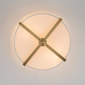 LightFixturesUSA - Modern Wide Drum Fabric Cage Flush Mount Light - Ceiling Light - Brass - 