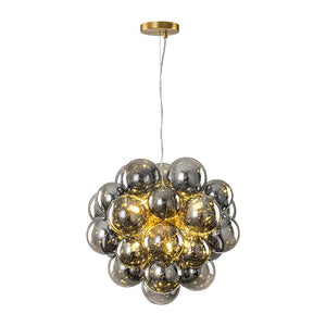 LightFixturesUSA - Moody Luxe Cluster Smoked Glass Bubble Sphere Chandelier - Chandelier - Brass - 